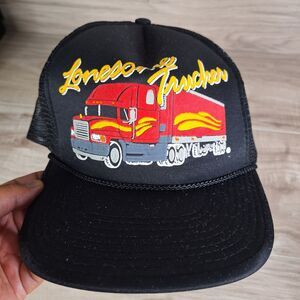VINTAGE Lonesome Black  Mesh SNAPBACK TRUCKER Hat